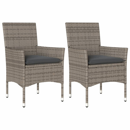 vidaXL Chaises de jardin avec coussins 2 pcs Gris Résine tressée
