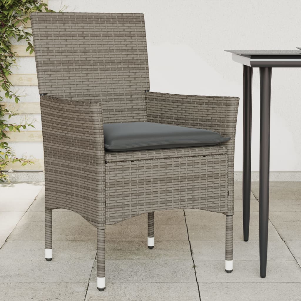 vidaXL Chaises de jardin avec coussins 2 pcs Gris Résine tressée