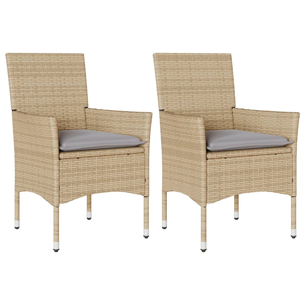 vidaXL Chaises de jardin avec coussins 2 pcs. Rotin synthétique beige