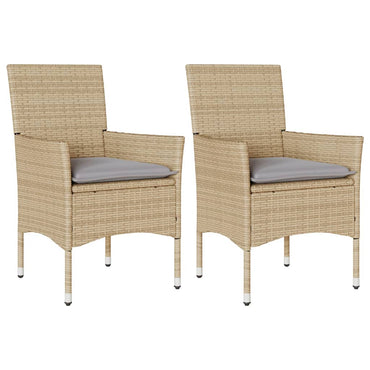 vidaXL Chaises de jardin avec coussins 2 pcs. Rotin synthétique beige