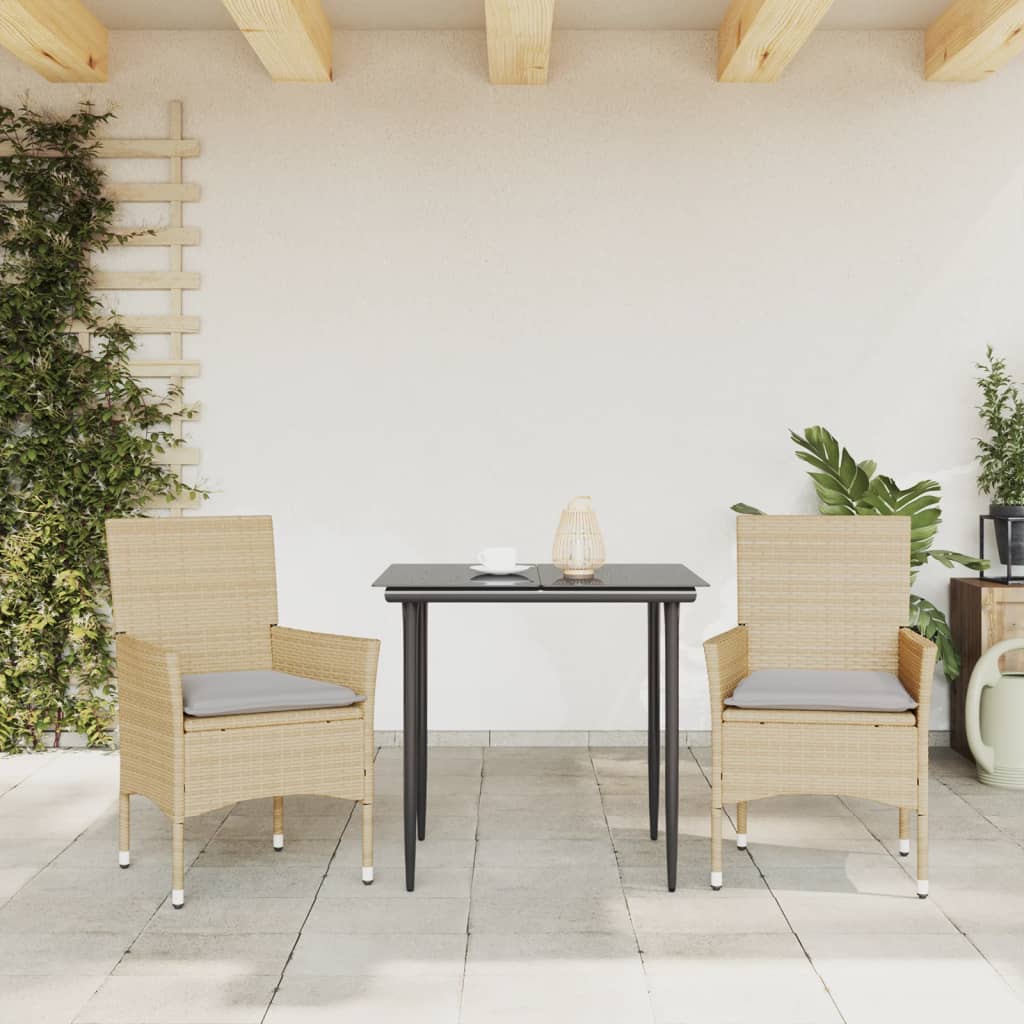 vidaXL Chaises de jardin avec coussins 2 pcs. Rotin synthétique beige