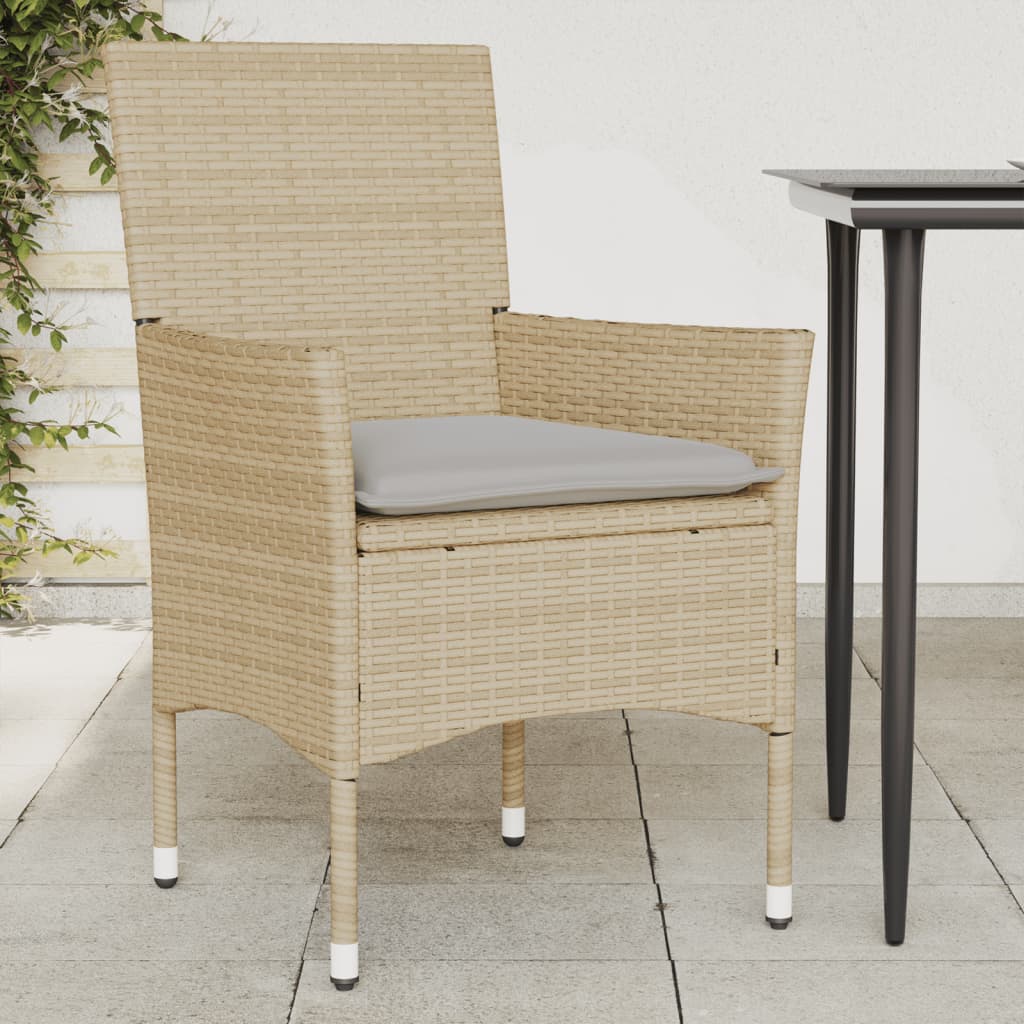 vidaXL Chaises de jardin avec coussins 2 pcs. Rotin synthétique beige