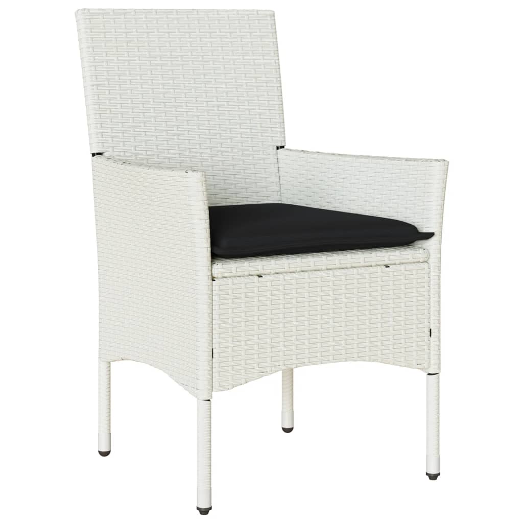 vidaXL Gartenstühle mit Kissen 2 Stk. Weiß Poly Rattan