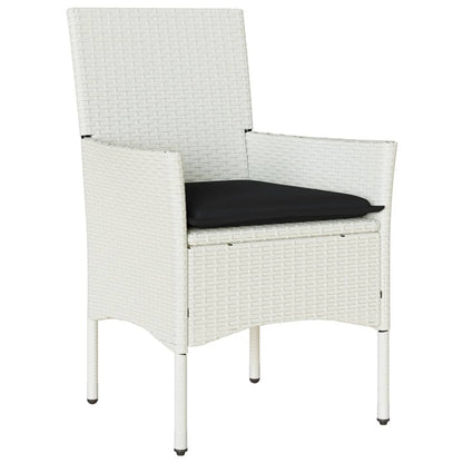 vidaXL Gartenstühle mit Kissen 2 Stk. Weiß Poly Rattan