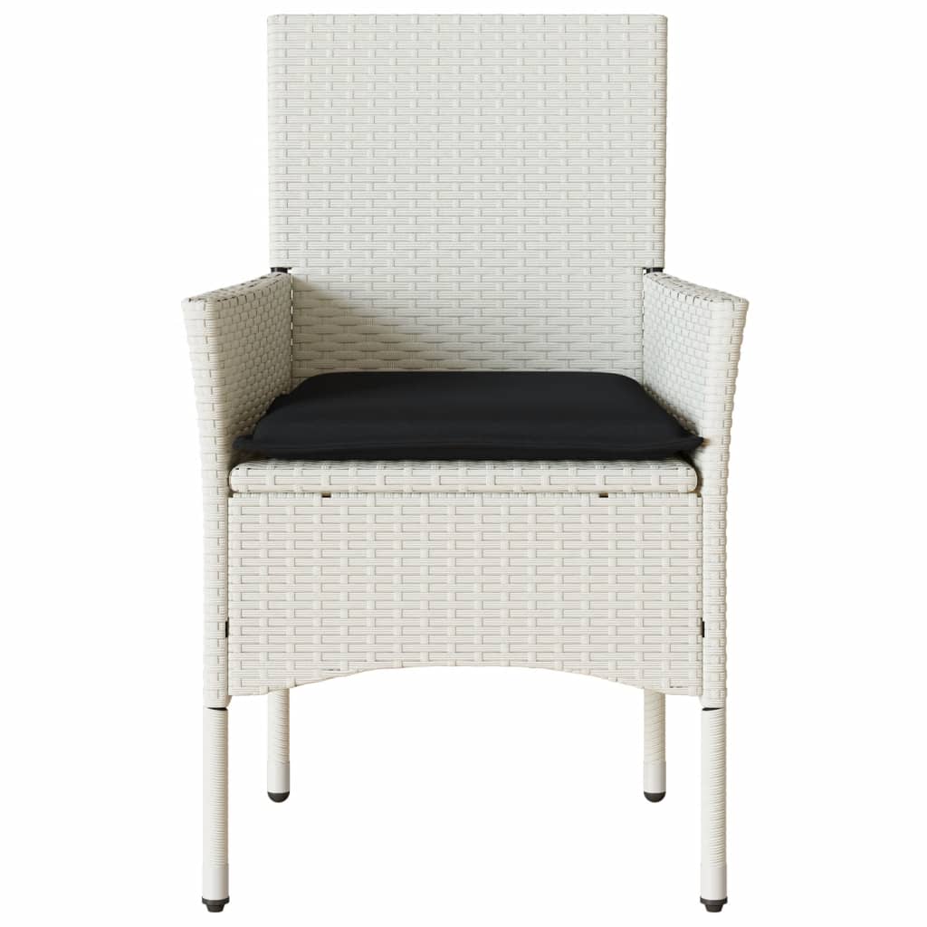 vidaXL Gartenstühle mit Kissen 2 Stk. Weiß Poly Rattan