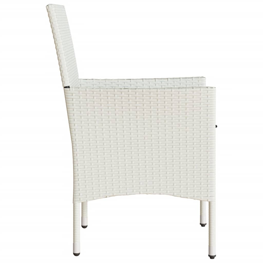 vidaXL Gartenstühle mit Kissen 2 Stk. Weiß Poly Rattan