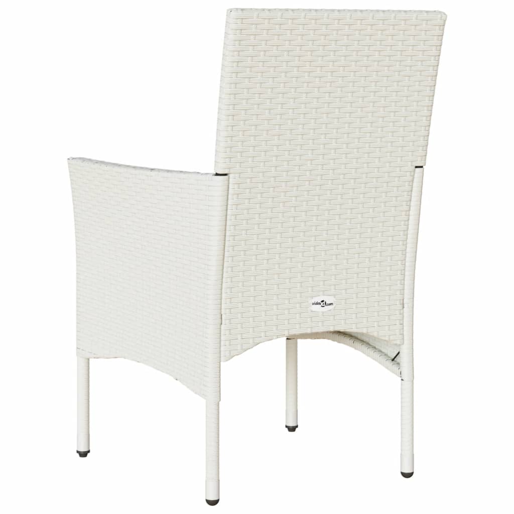 vidaXL Gartenstühle mit Kissen 2 Stk. Weiß Poly Rattan