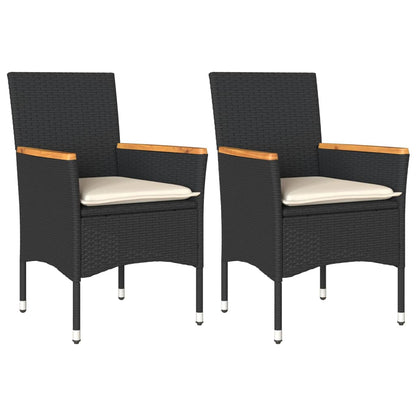 vidaXL Chaises de jardin avec coussins 2 pcs Noir Résine tressée