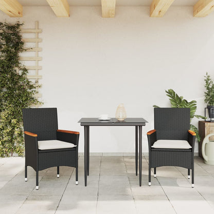 vidaXL Chaises de jardin avec coussins 2 pcs Noir Résine tressée