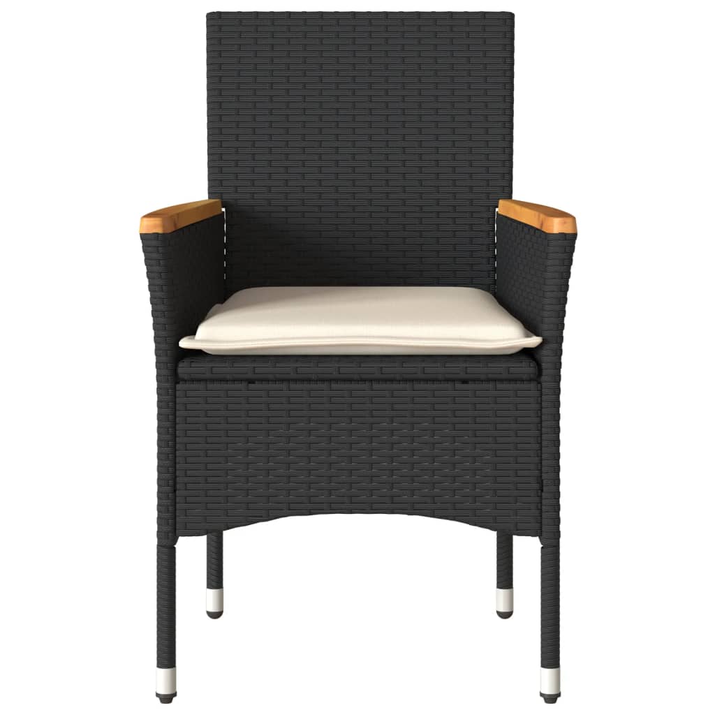 vidaXL Chaises de jardin avec coussins 2 pcs Noir Résine tressée