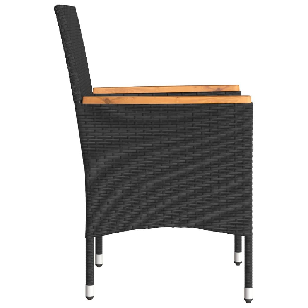 vidaXL Chaises de jardin avec coussins 2 pcs Noir Résine tressée