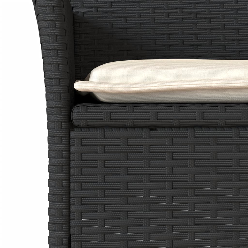 vidaXL Chaises de jardin avec coussins 2 pcs Noir Résine tressée