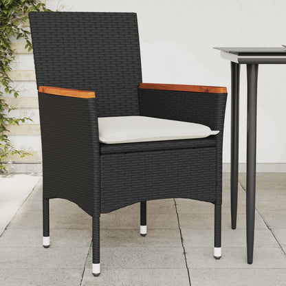 vidaXL Chaises de jardin avec coussins 2 pcs Noir Résine tressée