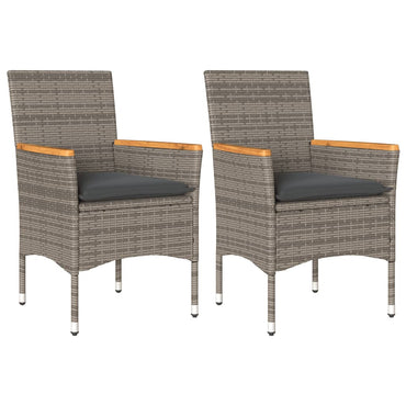 vidaXL Chaises de jardin avec coussins 2 pcs Gris Résine tressée
