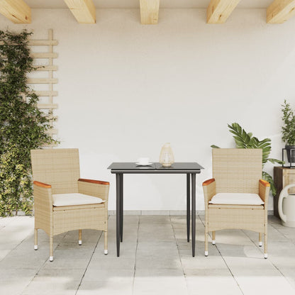 vidaXL Gartenstühle mit Kissen 2 Stk. Beige Poly Rattan