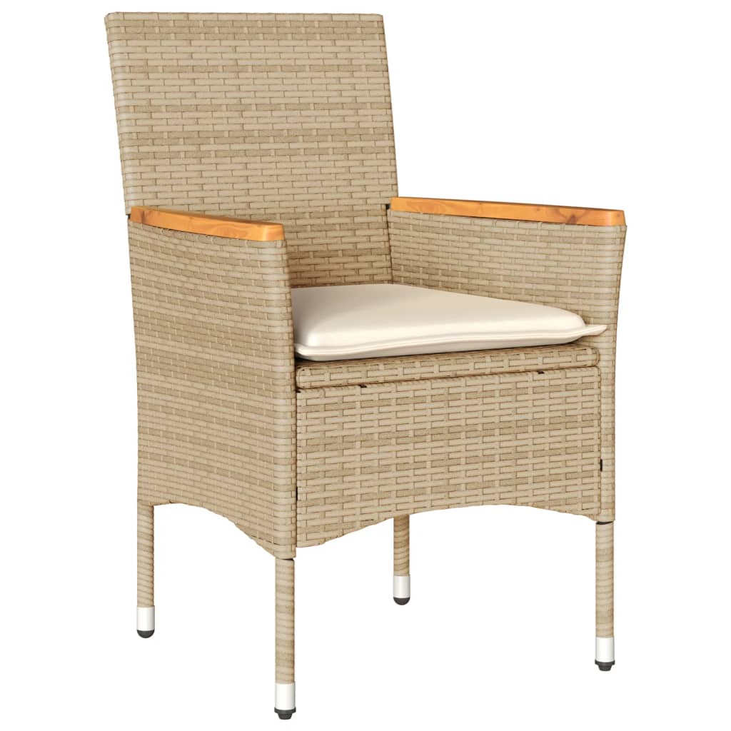vidaXL Gartenstühle mit Kissen 2 Stk. Beige Poly Rattan