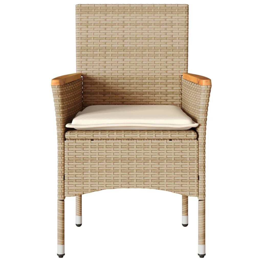vidaXL Gartenstühle mit Kissen 2 Stk. Beige Poly Rattan