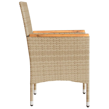vidaXL Gartenstühle mit Kissen 2 Stk. Beige Poly Rattan
