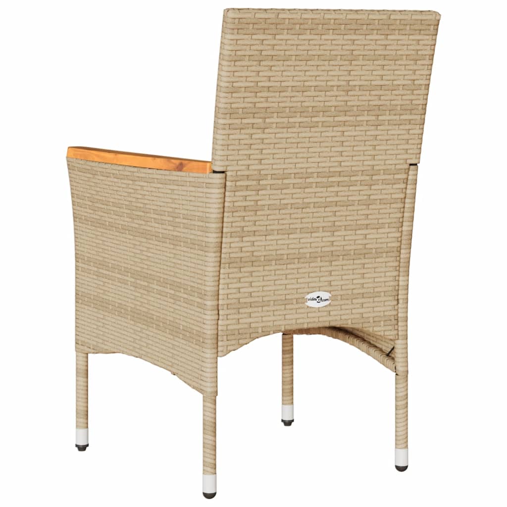 vidaXL Gartenstühle mit Kissen 2 Stk. Beige Poly Rattan