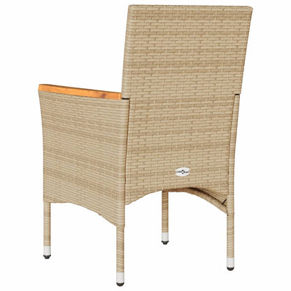 vidaXL Gartenstühle mit Kissen 2 Stk. Beige Poly Rattan