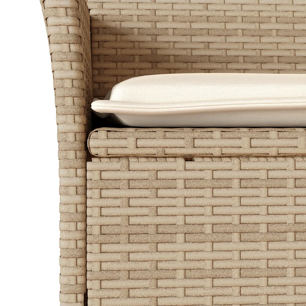 vidaXL Gartenstühle mit Kissen 2 Stk. Beige Poly Rattan