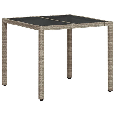 vidaXL Gartentisch mit Glasplatte Hellgrau 90x90x75 cm Poly Rattan