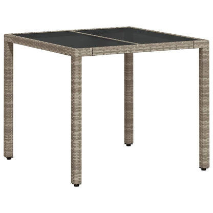 vidaXL Gartentisch mit Glasplatte Hellgrau 90x90x75 cm Poly Rattan