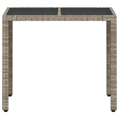 vidaXL Gartentisch mit Glasplatte Hellgrau 90x90x75 cm Poly Rattan