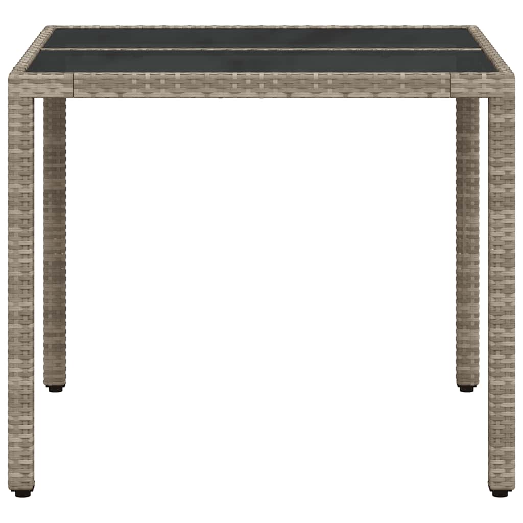vidaXL Gartentisch mit Glasplatte Hellgrau 90x90x75 cm Poly Rattan