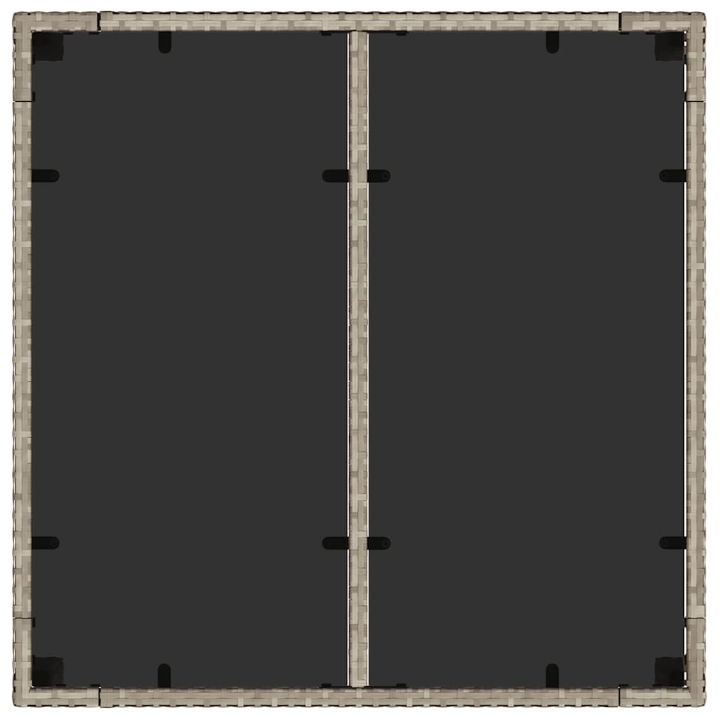 vidaXL Gartentisch mit Glasplatte Hellgrau 90x90x75 cm Poly Rattan