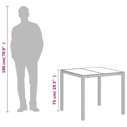 vidaXL Table de jardin avec plateau en verre Blanc 90x90x75 cm Résine tressée