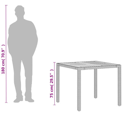vidaXL Table de jardin beige 90x90x75 cm en résine tressée et bois d'acacia