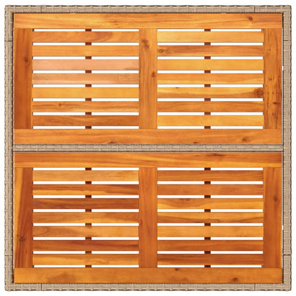 vidaXL Table de jardin beige 90x90x75 cm en résine tressée et bois d'acacia