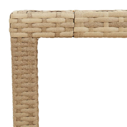 vidaXL Table de jardin beige 90x90x75 cm en résine tressée et bois d'acacia
