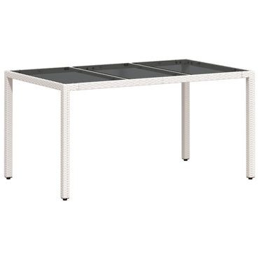 vidaXL Table de jardin avec plateau en verre Blanc 150x90x75 cm Résine tressée