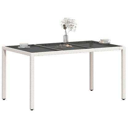 vidaXL Table de jardin avec plateau en verre Blanc 150x90x75 cm Résine tressée
