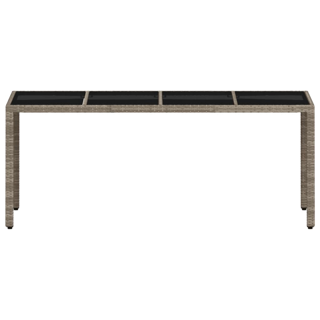 vidaXL Gartentisch mit Glasplatte Hellgrau 190x90x75 cm Poly Rattan