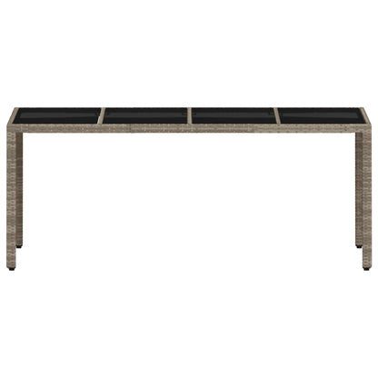 vidaXL Gartentisch mit Glasplatte Hellgrau 190x90x75 cm Poly Rattan