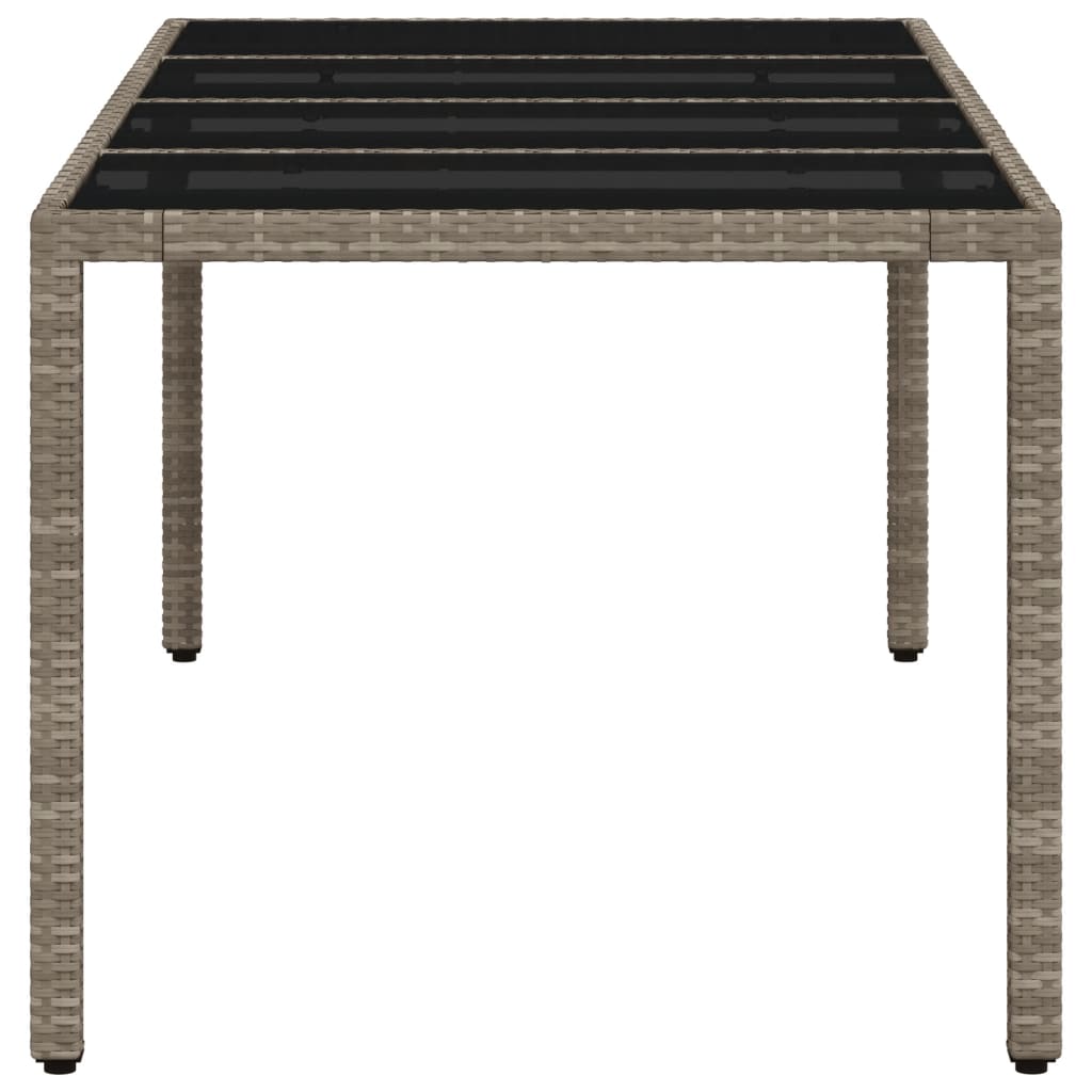vidaXL Gartentisch mit Glasplatte Hellgrau 190x90x75 cm Poly Rattan