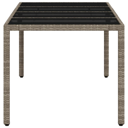 vidaXL Gartentisch mit Glasplatte Hellgrau 190x90x75 cm Poly Rattan