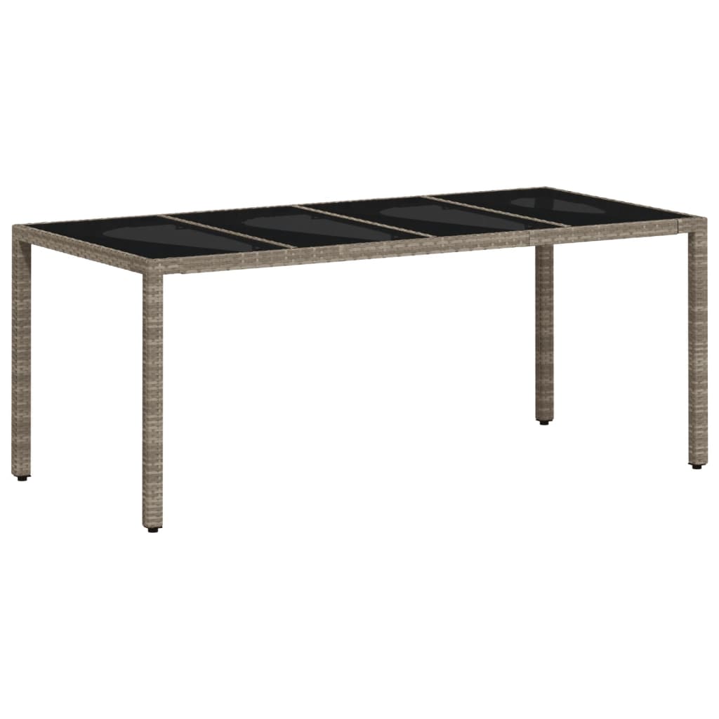 vidaXL Gartentisch mit Glasplatte Hellgrau 190x90x75 cm Poly Rattan