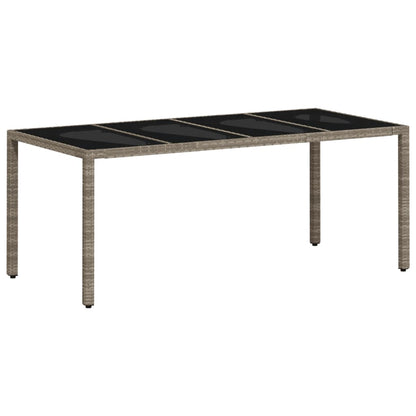 vidaXL Gartentisch mit Glasplatte Hellgrau 190x90x75 cm Poly Rattan