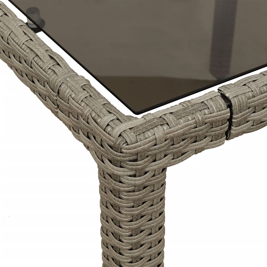 vidaXL Gartentisch mit Glasplatte Hellgrau 190x90x75 cm Poly Rattan