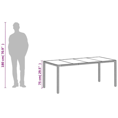 vidaXL Table de jardin avec plateau en verre Blanc 190x90x75 cm Résine tressée