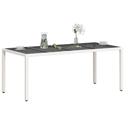 vidaXL Table de jardin avec plateau en verre Blanc 190x90x75 cm Résine tressée
