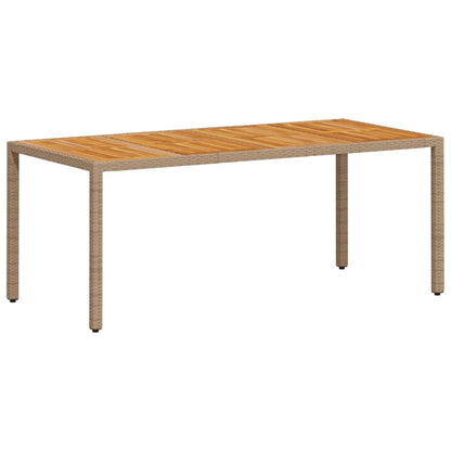 vidaXL Table de jardin beige 190x90x75 cm en polyrotin et bois d'acacia