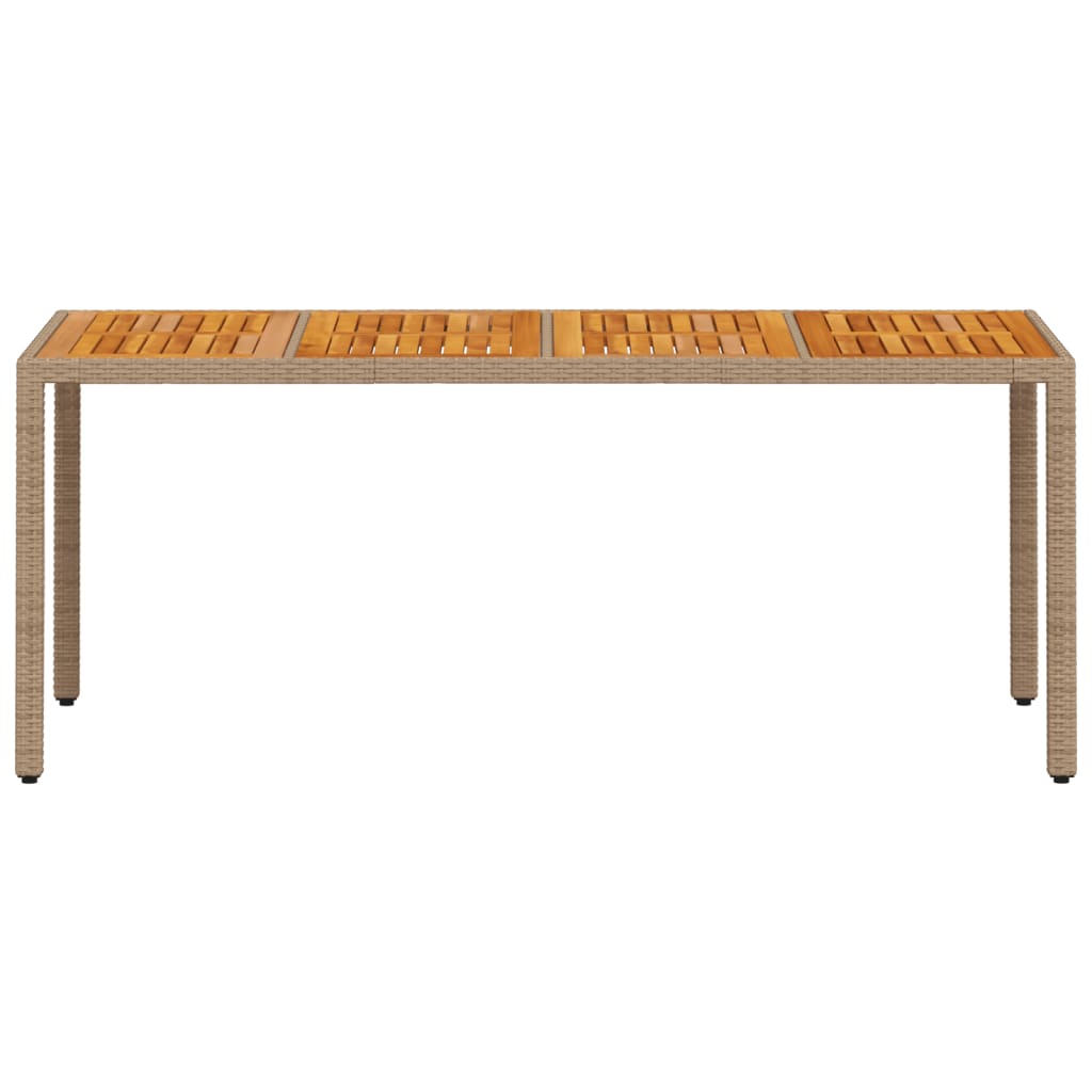 vidaXL Table de jardin beige 190x90x75 cm en polyrotin et bois d'acacia