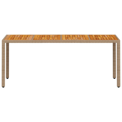vidaXL Table de jardin beige 190x90x75 cm en polyrotin et bois d'acacia