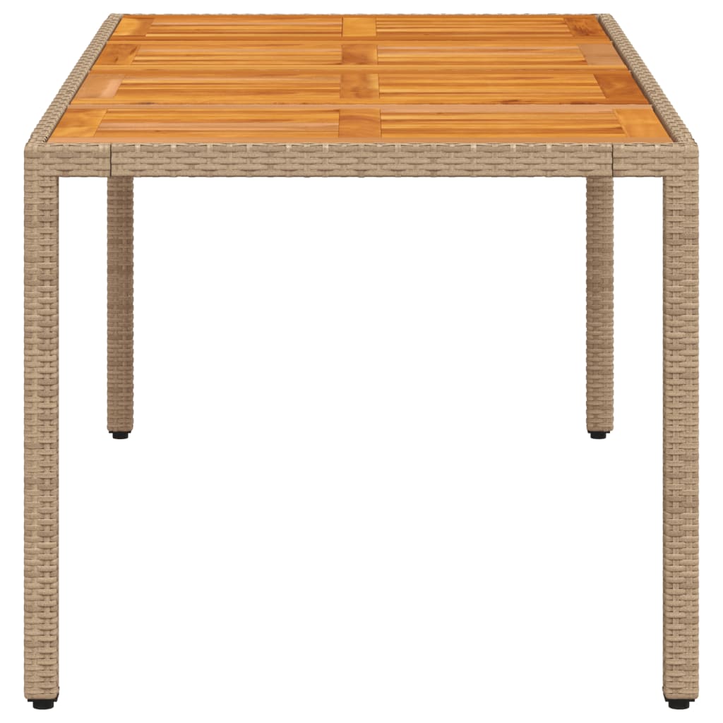 vidaXL Table de jardin beige 190x90x75 cm en polyrotin et bois d'acacia