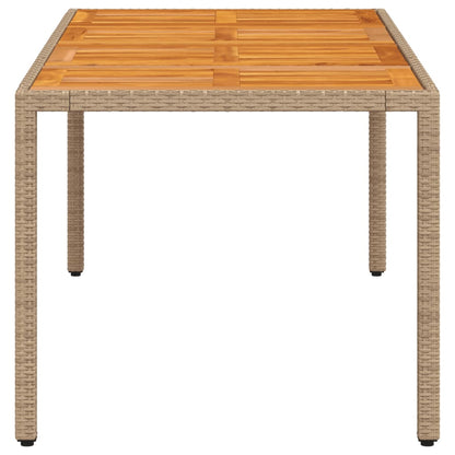 vidaXL Table de jardin beige 190x90x75 cm en polyrotin et bois d'acacia